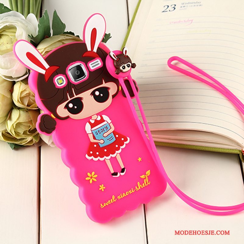 Hoesje Samsung Galaxy J3 2016 Zacht Hanger Roze, Hoes Samsung Galaxy J3 2016 Bescherming Telefoon