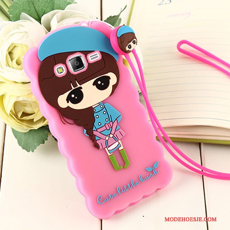 Hoesje Samsung Galaxy J3 2016 Zacht Hanger Roze, Hoes Samsung Galaxy J3 2016 Bescherming Telefoon