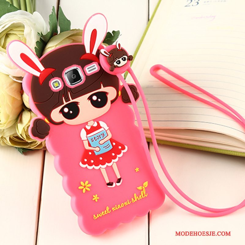 Hoesje Samsung Galaxy J3 2016 Zacht Hanger Roze, Hoes Samsung Galaxy J3 2016 Bescherming Telefoon