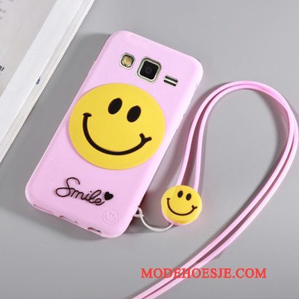 Hoesje Samsung Galaxy J3 2016 Zacht Hanger Roze, Hoes Samsung Galaxy J3 2016 Bescherming Telefoon