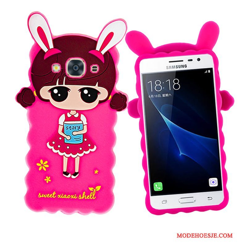 Hoesje Samsung Galaxy J3 2016 Zacht Hanger Roze, Hoes Samsung Galaxy J3 2016 Bescherming Telefoon