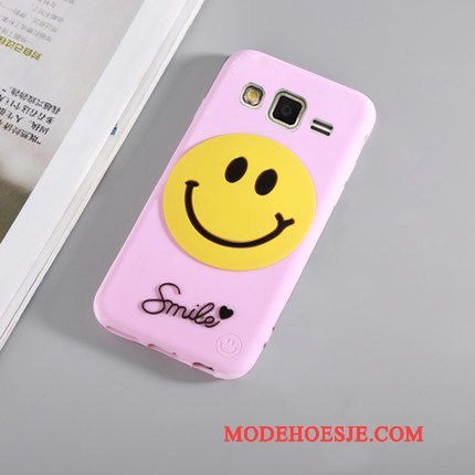 Hoesje Samsung Galaxy J3 2016 Zacht Hanger Roze, Hoes Samsung Galaxy J3 2016 Bescherming Telefoon