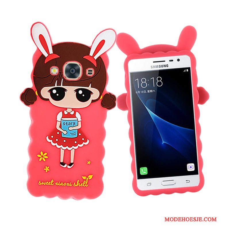 Hoesje Samsung Galaxy J3 2016 Zacht Hanger Roze, Hoes Samsung Galaxy J3 2016 Bescherming Telefoon