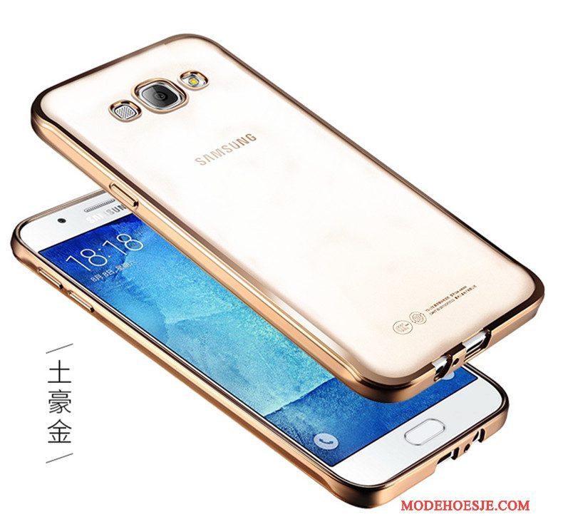 Hoesje Samsung Galaxy J3 2016 Zacht Telefoon Goud, Hoes Samsung Galaxy J3 2016 Bescherming Doorzichtig