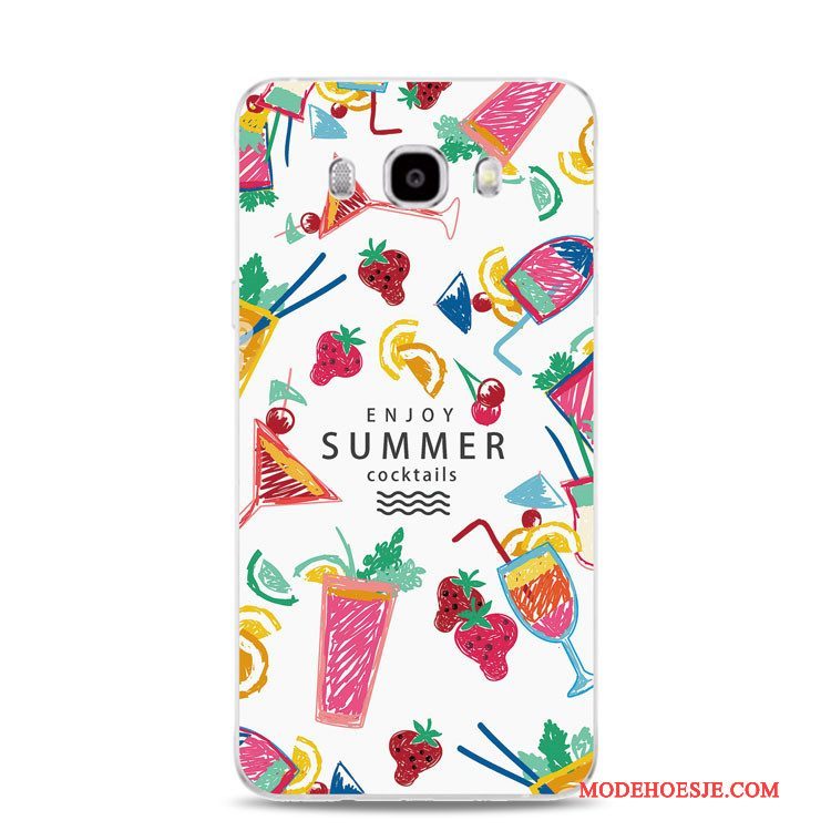 Hoesje Samsung Galaxy J3 2017 Ondersteuning Bloemen Roze, Hoes Samsung Galaxy J3 2017 Zacht Roodtelefoon