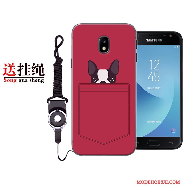 Hoesje Samsung Galaxy J3 2017 Siliconen Anti-fall Rood, Hoes Samsung Galaxy J3 2017 Bescherming Grijstelefoon