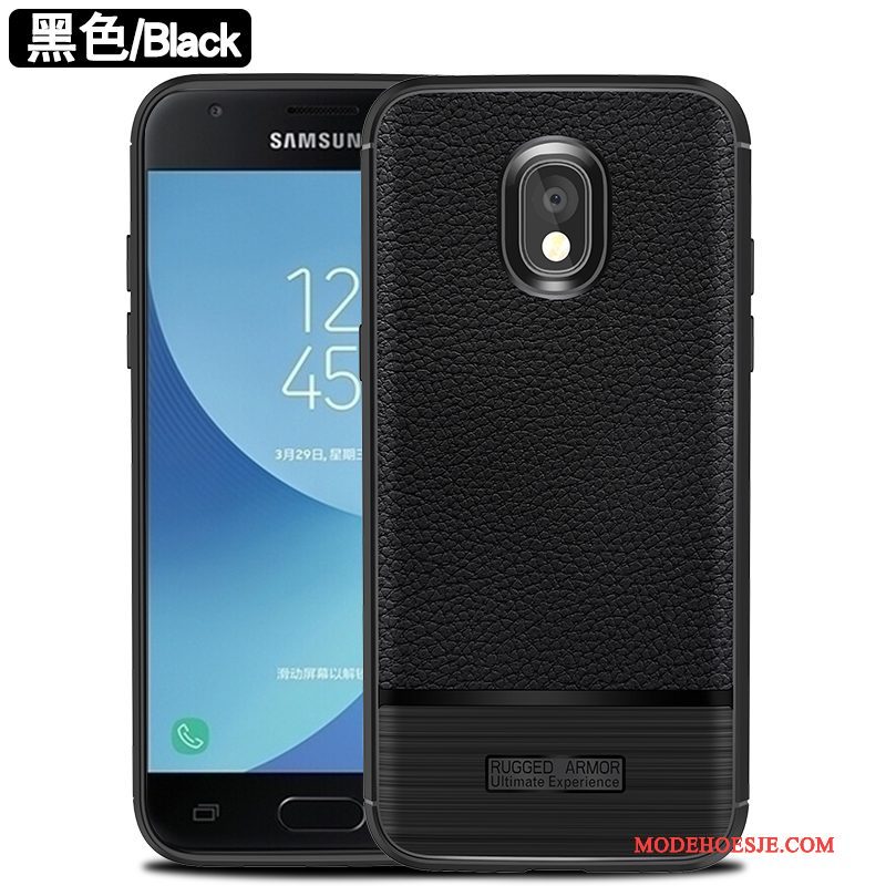 Hoesje Samsung Galaxy J3 2017 Siliconen Zwarttelefoon, Hoes Samsung Galaxy J3 2017 Zakken Anti-fall