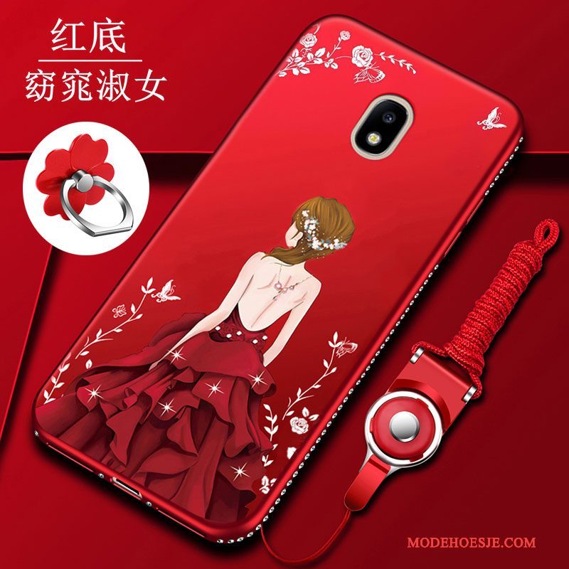 Hoesje Samsung Galaxy J3 2017 Zacht Anti-fall Rood, Hoes Samsung Galaxy J3 2017 Bescherming Telefoon