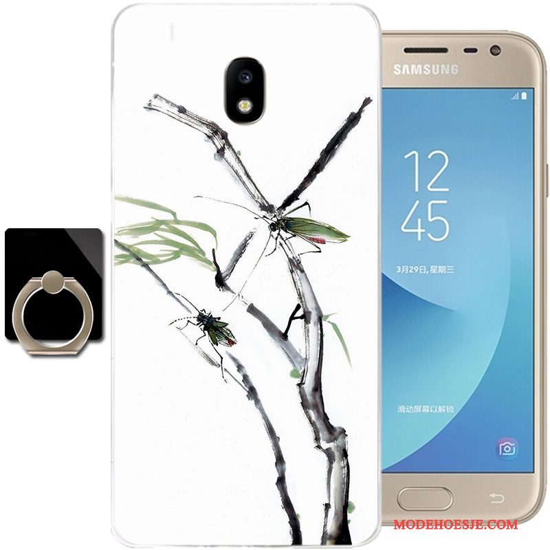 Hoesje Samsung Galaxy J3 2017 Zacht Zwart Chinese Stijl, Hoes Samsung Galaxy J3 2017 Bescherming Telefoon