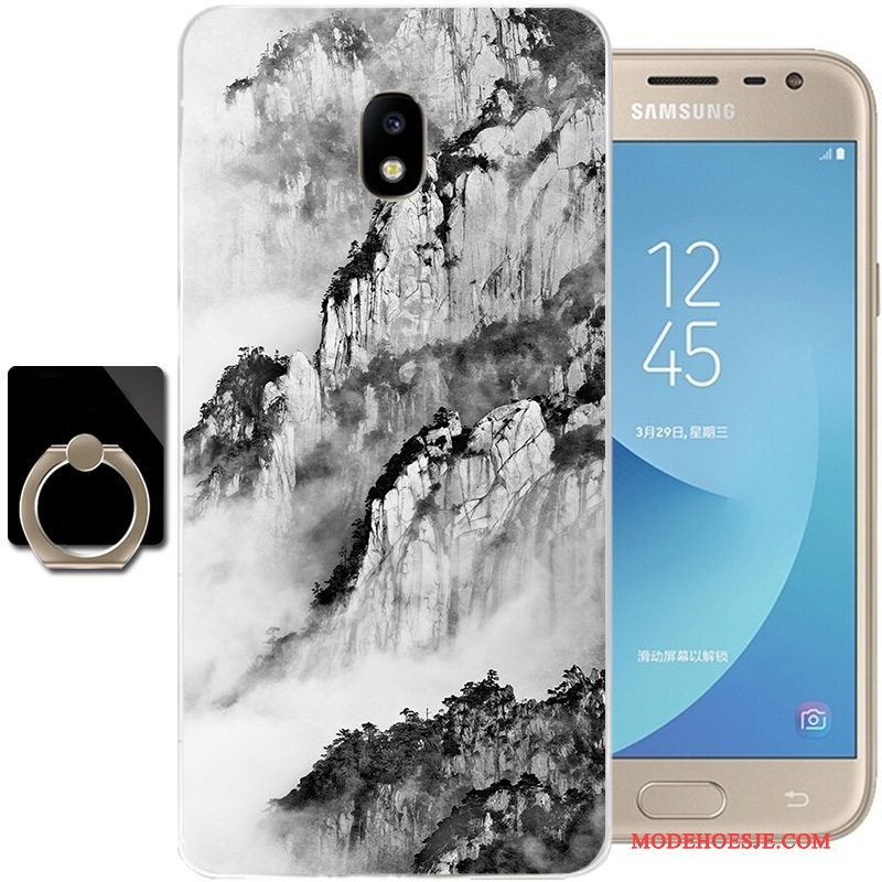 Hoesje Samsung Galaxy J3 2017 Zacht Zwart Chinese Stijl, Hoes Samsung Galaxy J3 2017 Bescherming Telefoon