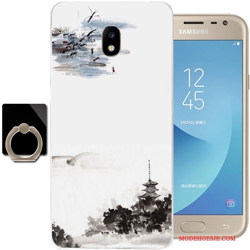 Hoesje Samsung Galaxy J3 2017 Zacht Zwart Chinese Stijl, Hoes Samsung Galaxy J3 2017 Bescherming Telefoon