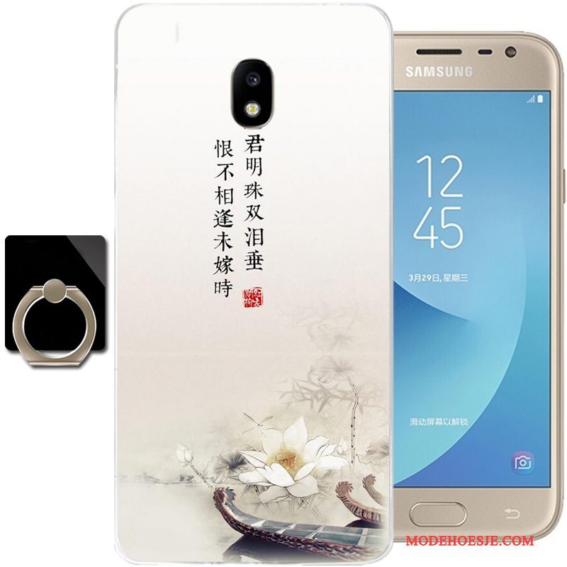 Hoesje Samsung Galaxy J3 2017 Zacht Zwart Chinese Stijl, Hoes Samsung Galaxy J3 2017 Bescherming Telefoon