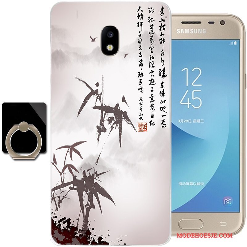 Hoesje Samsung Galaxy J3 2017 Zacht Zwart Chinese Stijl, Hoes Samsung Galaxy J3 2017 Bescherming Telefoon