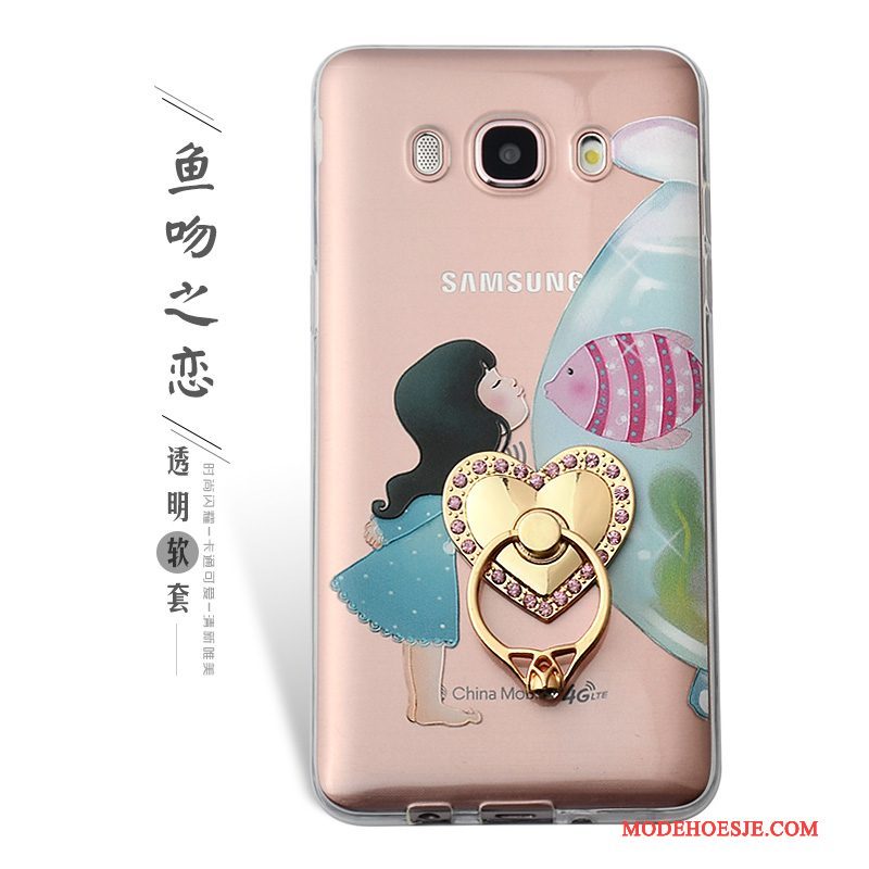 Hoesje Samsung Galaxy J5 2016 Reliëf Ring Groen, Hoes Samsung Galaxy J5 2016 Bescherming Telefoon