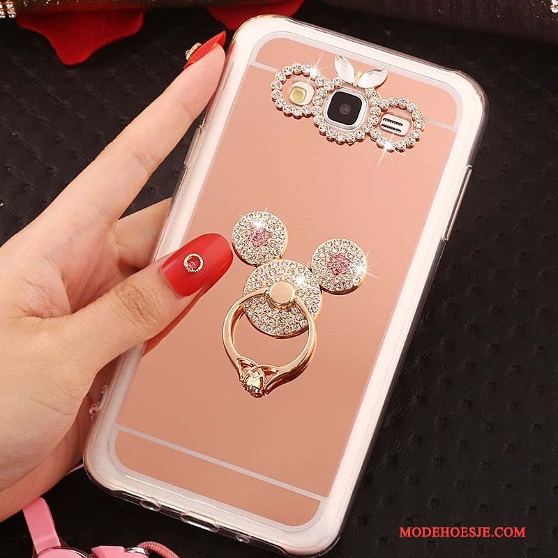 Hoesje Samsung Galaxy J5 2016 Zacht Ringtelefoon, Hoes Samsung Galaxy J5 2016 Bescherming Roze Hanger