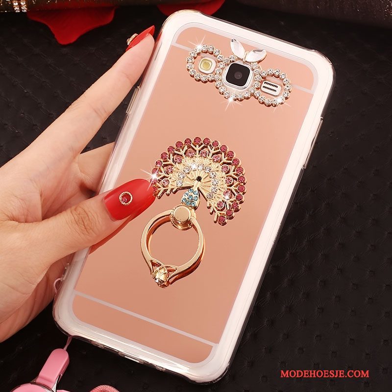 Hoesje Samsung Galaxy J5 2016 Zacht Ringtelefoon, Hoes Samsung Galaxy J5 2016 Bescherming Roze Hanger