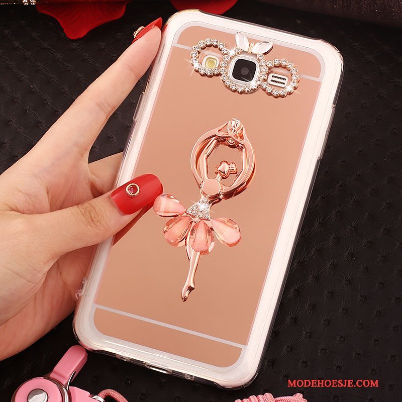 Hoesje Samsung Galaxy J5 2016 Zacht Ringtelefoon, Hoes Samsung Galaxy J5 2016 Bescherming Roze Hanger