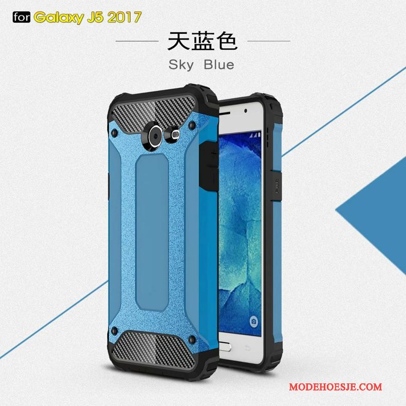 Hoesje Samsung Galaxy J5 2017 Bescherming Anti-fall Drie Verdedigingen, Hoes Samsung Galaxy J5 2017 Zakken Zwarttelefoon