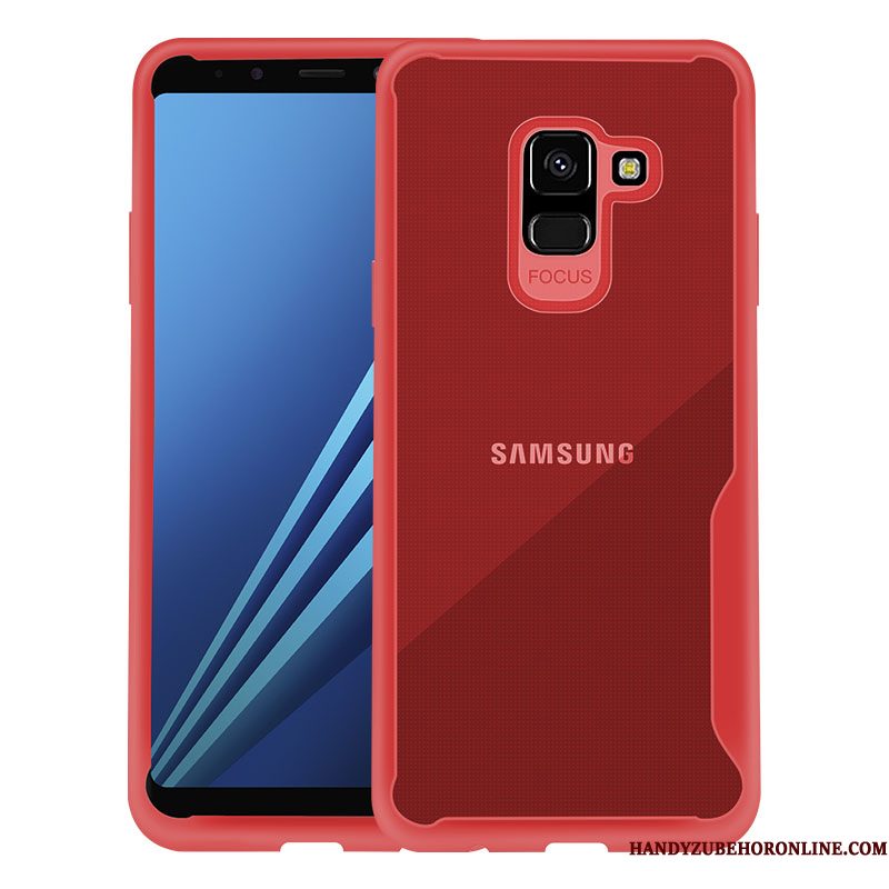 Hoesje Samsung Galaxy J6 Bescherming Doorzichtig Rood, Hoes Samsung Galaxy J6 Trend Anti-fall