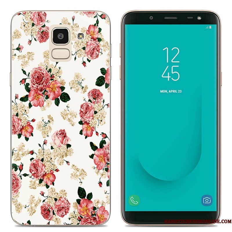 Hoesje Samsung Galaxy J6 Spotprent Doorzichtigtelefoon, Hoes Samsung Galaxy J6 Scheppend Roze Europa