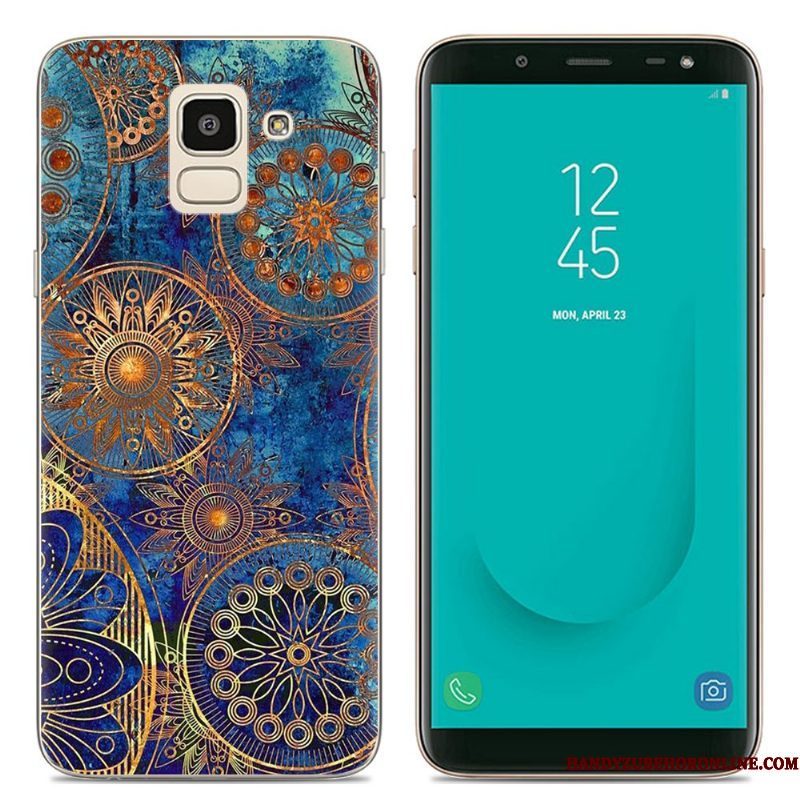 Hoesje Samsung Galaxy J6 Spotprent Doorzichtigtelefoon, Hoes Samsung Galaxy J6 Scheppend Roze Europa