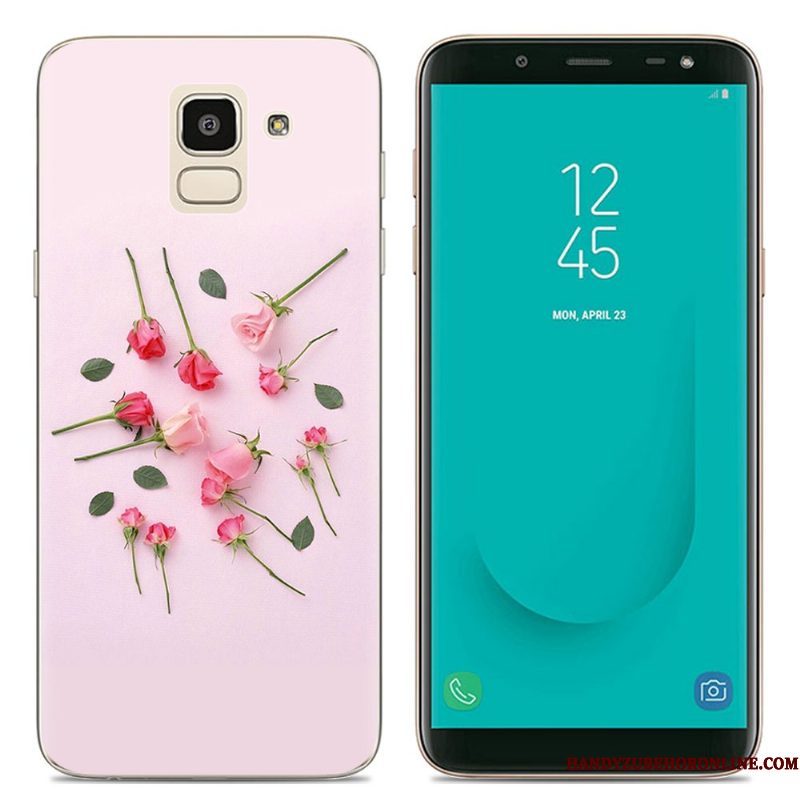 Hoesje Samsung Galaxy J6 Spotprent Doorzichtigtelefoon, Hoes Samsung Galaxy J6 Scheppend Roze Europa