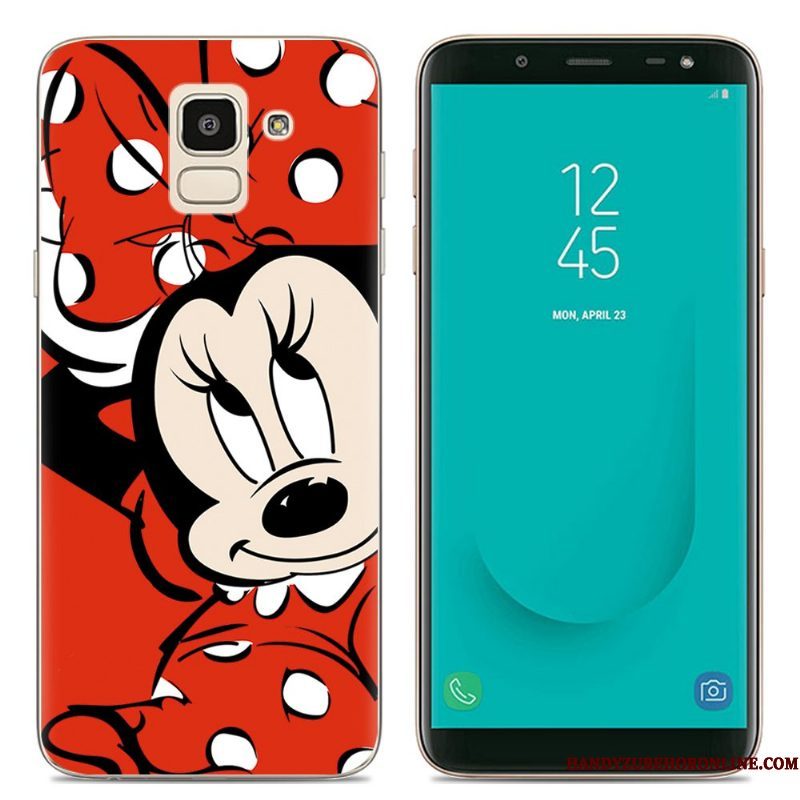 Hoesje Samsung Galaxy J6 Spotprent Doorzichtigtelefoon, Hoes Samsung Galaxy J6 Scheppend Roze Europa