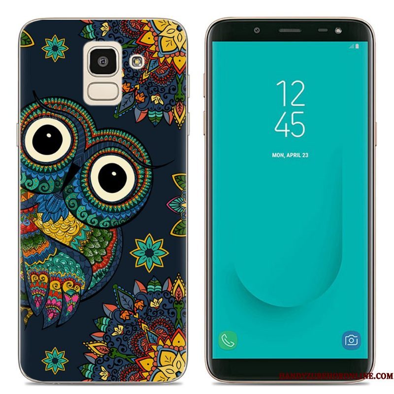 Hoesje Samsung Galaxy J6 Spotprent Doorzichtigtelefoon, Hoes Samsung Galaxy J6 Scheppend Roze Europa