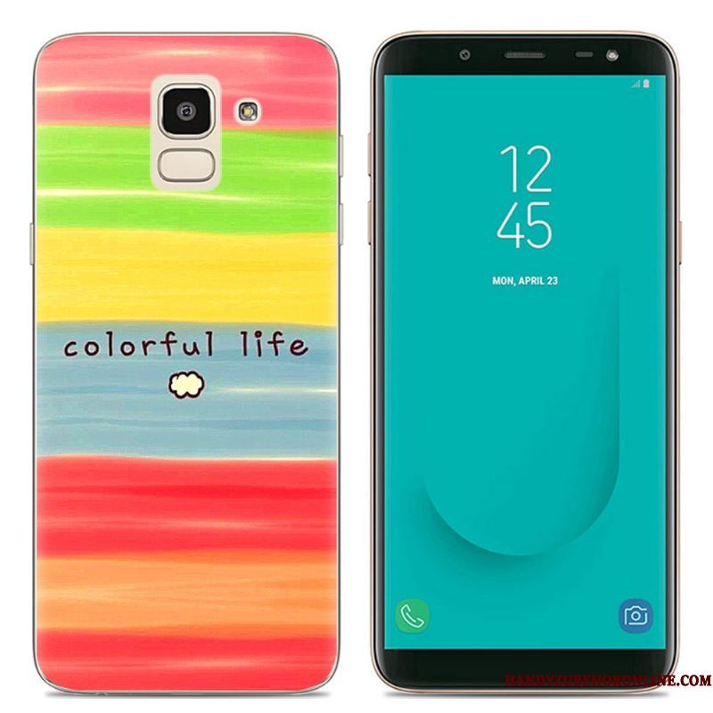 Hoesje Samsung Galaxy J6 Spotprent Doorzichtigtelefoon, Hoes Samsung Galaxy J6 Scheppend Roze Europa