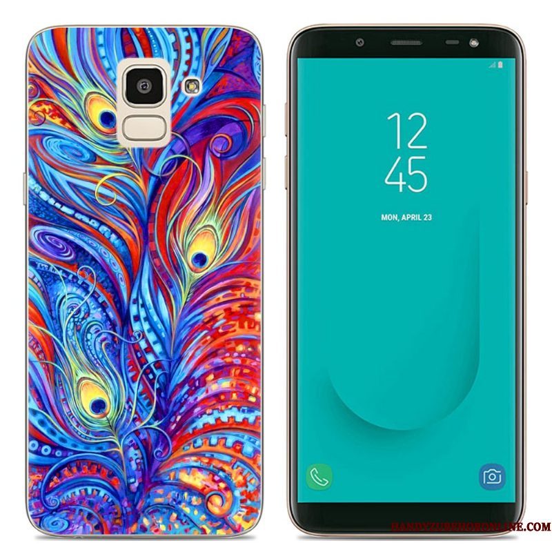 Hoesje Samsung Galaxy J6 Spotprent Doorzichtigtelefoon, Hoes Samsung Galaxy J6 Scheppend Roze Europa