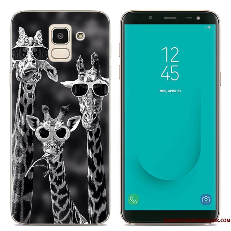 Hoesje Samsung Galaxy J6 Spotprent Doorzichtigtelefoon, Hoes Samsung Galaxy J6 Scheppend Roze Europa