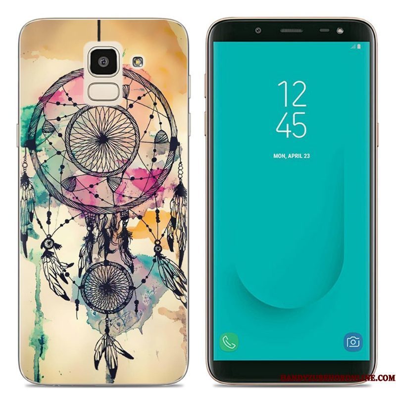 Hoesje Samsung Galaxy J6 Spotprent Doorzichtigtelefoon, Hoes Samsung Galaxy J6 Scheppend Roze Europa