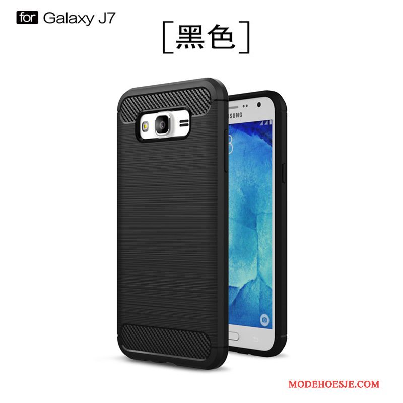 Hoesje Samsung Galaxy J7 2015 Bescherming Nieuw Zwart, Hoes Samsung Galaxy J7 2015 Zacht Anti-falltelefoon
