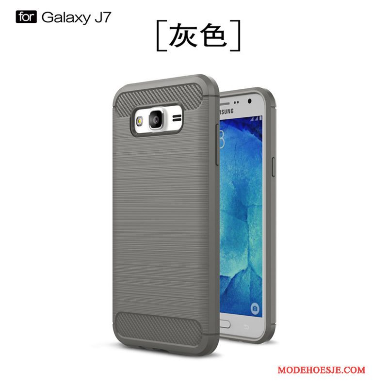 Hoesje Samsung Galaxy J7 2015 Bescherming Nieuw Zwart, Hoes Samsung Galaxy J7 2015 Zacht Anti-falltelefoon
