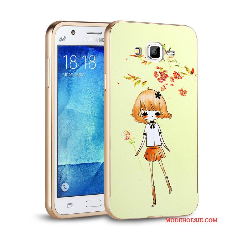 Hoesje Samsung Galaxy J7 2015 Metaal Omlijsting Achterklep, Hoes Samsung Galaxy J7 2015 Telefoon Hard