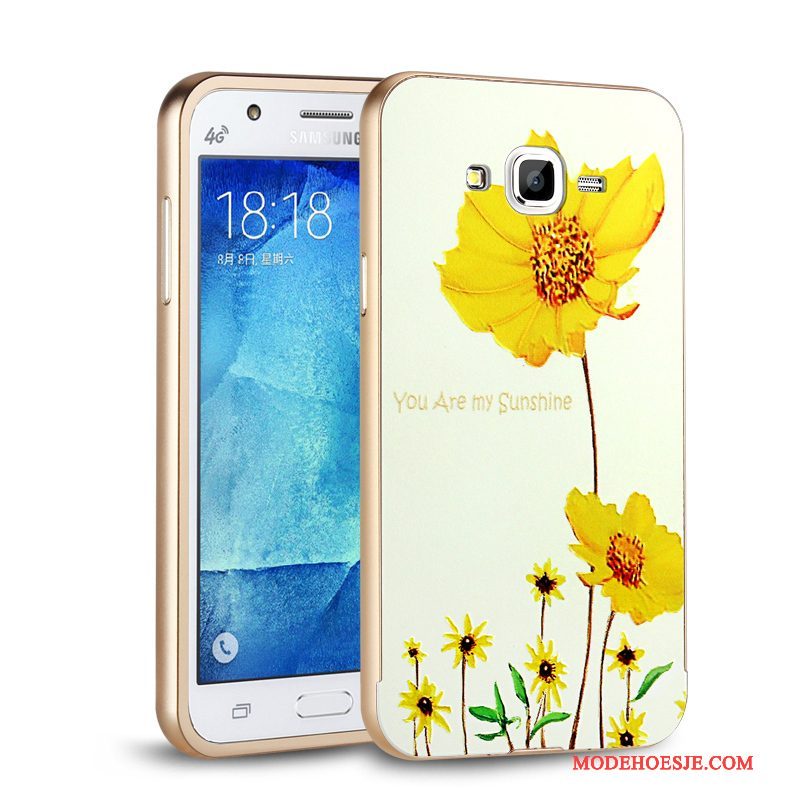 Hoesje Samsung Galaxy J7 2015 Metaal Omlijsting Achterklep, Hoes Samsung Galaxy J7 2015 Telefoon Hard