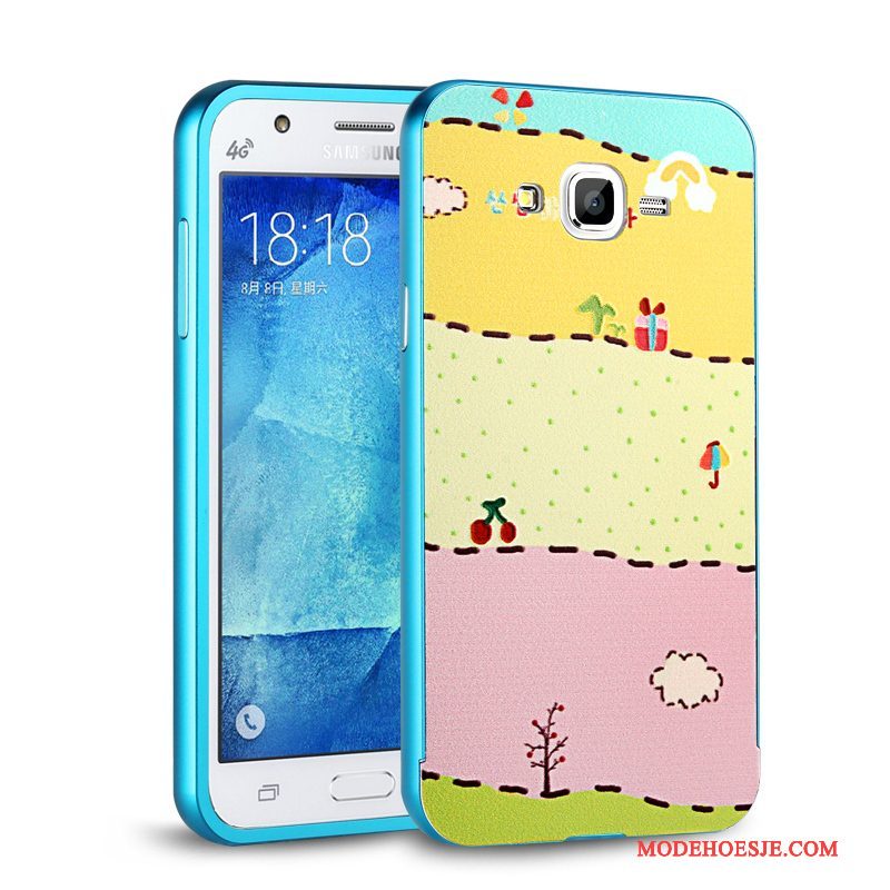 Hoesje Samsung Galaxy J7 2015 Metaal Omlijsting Achterklep, Hoes Samsung Galaxy J7 2015 Telefoon Hard