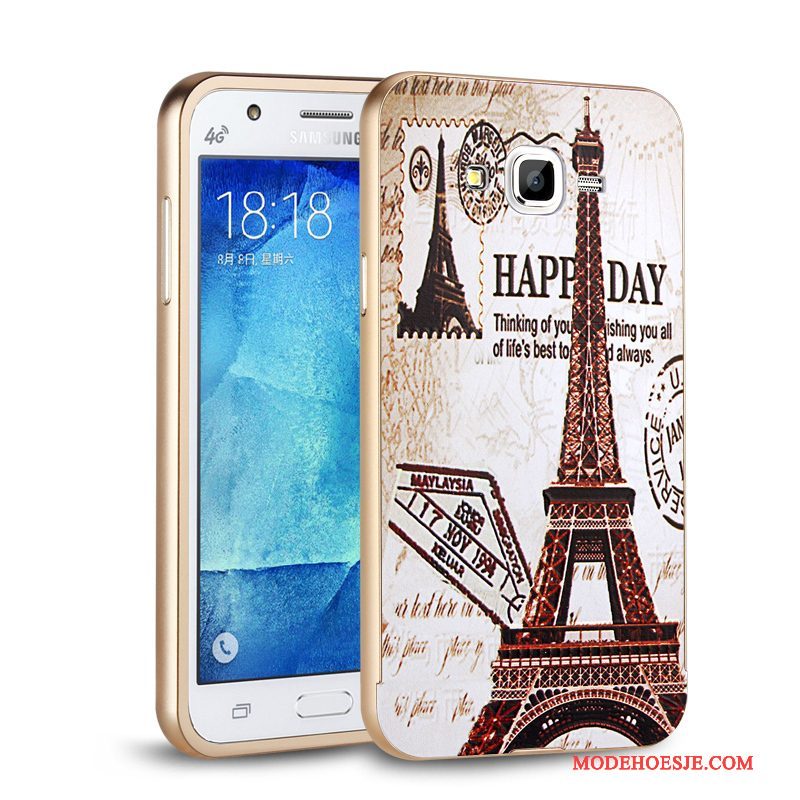 Hoesje Samsung Galaxy J7 2015 Metaal Omlijsting Achterklep, Hoes Samsung Galaxy J7 2015 Telefoon Hard