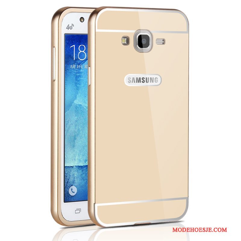 Hoesje Samsung Galaxy J7 2015 Metaal Omlijsting Achterklep, Hoes Samsung Galaxy J7 2015 Telefoon Hard