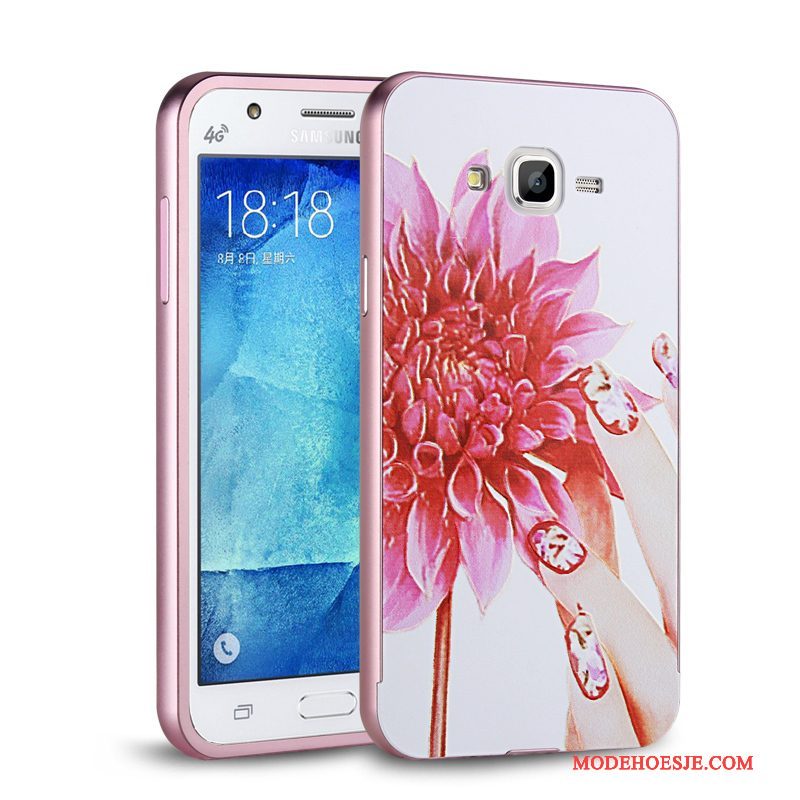 Hoesje Samsung Galaxy J7 2015 Metaal Omlijsting Achterklep, Hoes Samsung Galaxy J7 2015 Telefoon Hard