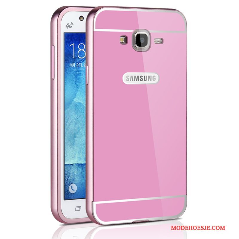 Hoesje Samsung Galaxy J7 2015 Metaal Omlijsting Achterklep, Hoes Samsung Galaxy J7 2015 Telefoon Hard