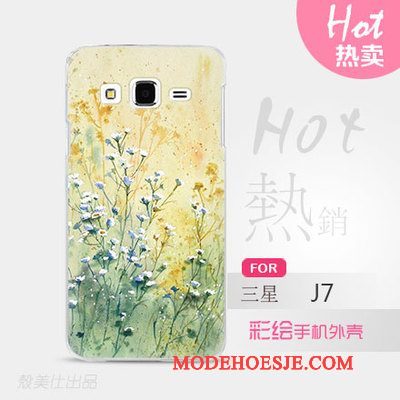 Hoesje Samsung Galaxy J7 2015 Spotprent Dun Blauw, Hoes Samsung Galaxy J7 2015 Bescherming Hardtelefoon