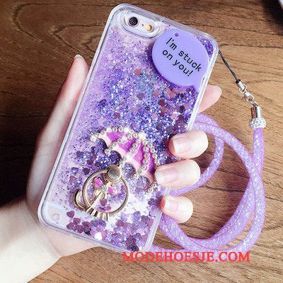 Hoesje Samsung Galaxy J7 2015 Strass Telefoon Hanger, Hoes Samsung Galaxy J7 2015 Zacht Drijfzand Roze