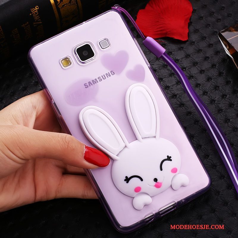 Hoesje Samsung Galaxy J7 2015 Zacht Hangertelefoon, Hoes Samsung Galaxy J7 2015 Spotprent Doorzichtig Roze
