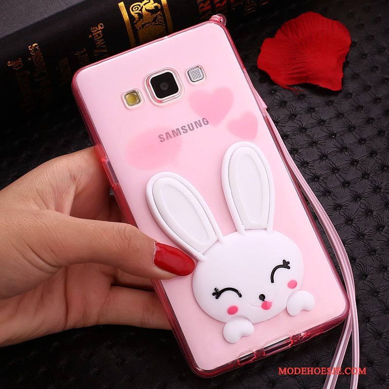 Hoesje Samsung Galaxy J7 2015 Zacht Hangertelefoon, Hoes Samsung Galaxy J7 2015 Spotprent Doorzichtig Roze