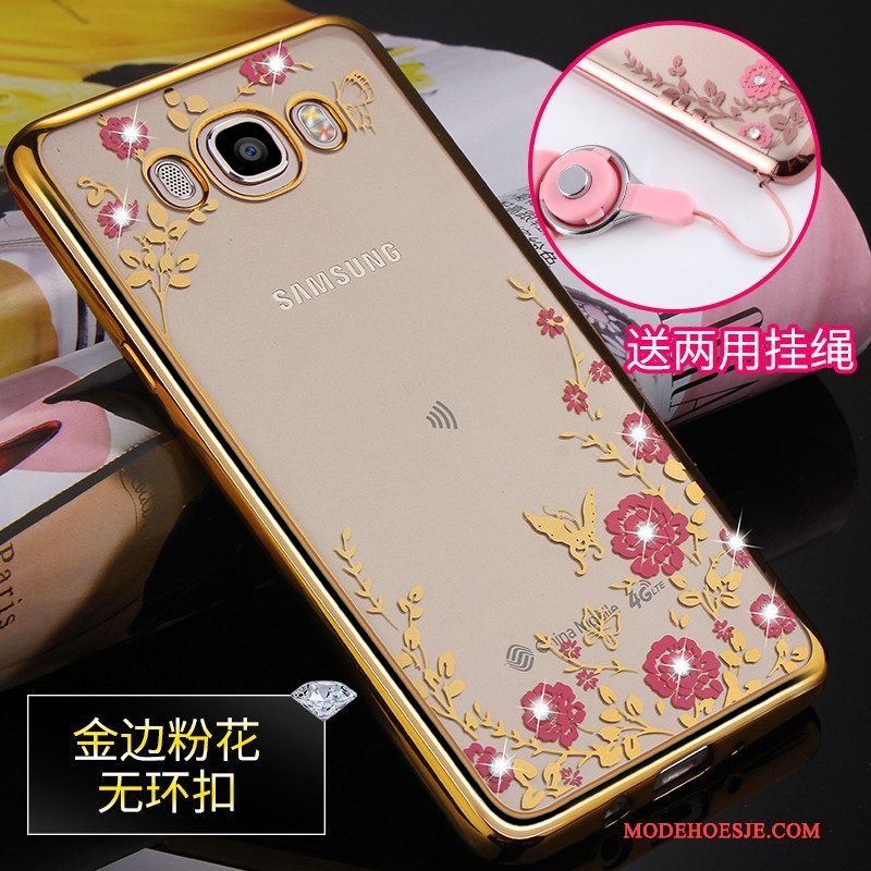 Hoesje Samsung Galaxy J7 2016 Bescherming Telefoon Goud, Hoes Samsung Galaxy J7 2016 Siliconen Anti-fall Hanger