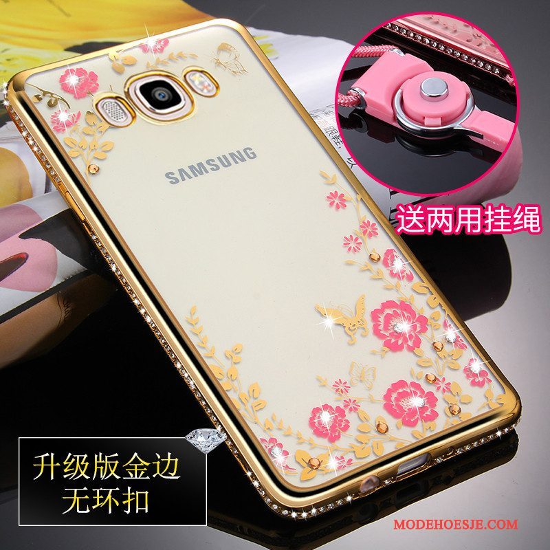 Hoesje Samsung Galaxy J7 2016 Bescherming Telefoon Goud, Hoes Samsung Galaxy J7 2016 Siliconen Anti-fall Hanger