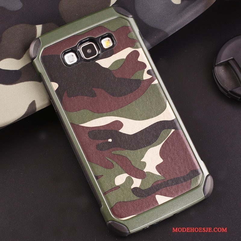 Hoesje Samsung Galaxy J7 2016 Siliconen Anti-fall Groen, Hoes Samsung Galaxy J7 2016 Zacht Camouflage Ring