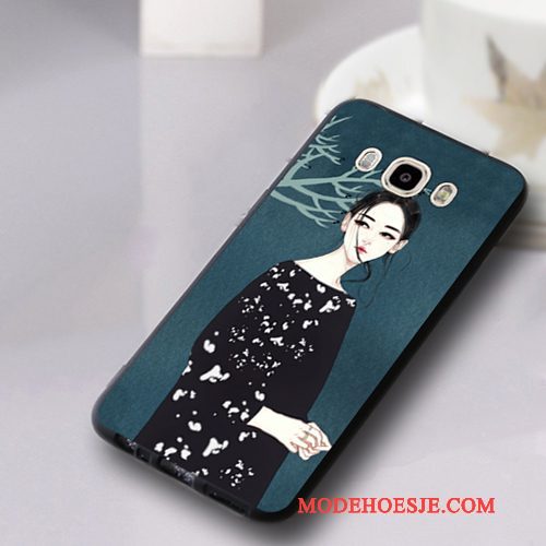 Hoesje Samsung Galaxy J7 2016 Siliconen Telefoon Lichtblauw, Hoes Samsung Galaxy J7 2016 Zacht Anti-fall Hanger