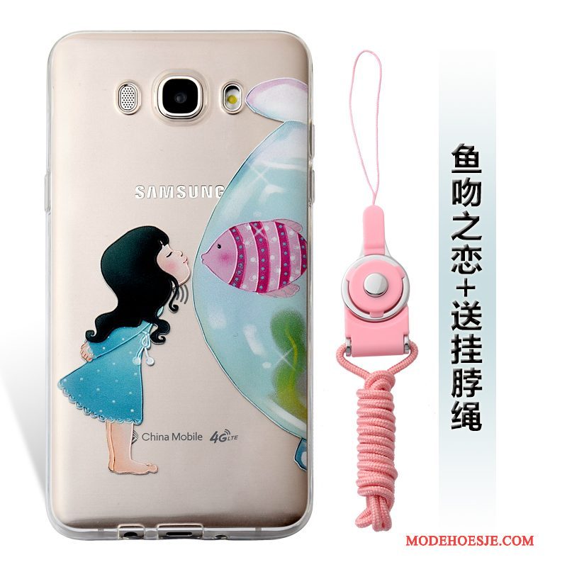 Hoesje Samsung Galaxy J7 2016 Zacht Groen Hanger, Hoes Samsung Galaxy J7 2016 Reliëf Telefoon